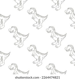 Coloring cute dinosaurs seamless pattern