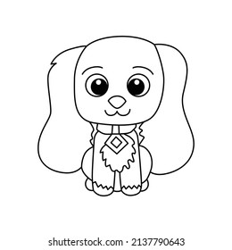 Coloring cute dog animal cartoon for kids, simple vector illustration.