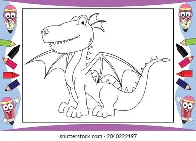 coloring cute dragon animal cartoon for kids