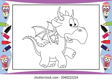 coloring cute dragon animal cartoon for kids