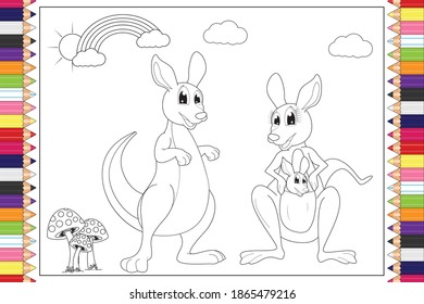 coloring cute giraffe animal cartoon for kids, simple vector illustration