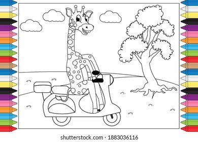 coloring cute giraffe animal cartoon for kids