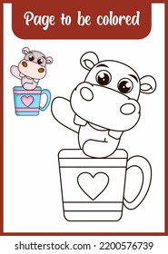 Coloring A Cute Hippopotamus In A Cup