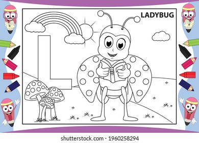 coloring cute ladybug animal cartoon for kids