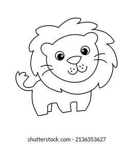 Coloring Cute Lion For Kids, Simple Vector Illustration Design