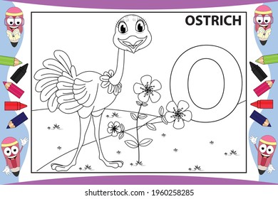 coloring cute ostrich animal cartoon for kids