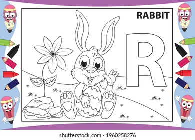 coloring cute rabbit animal cartoon for kids