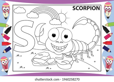 coloring cute scorpion animal cartoon for kids