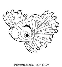 coloring cute sea life animals illustrations. Zebra Fish. 