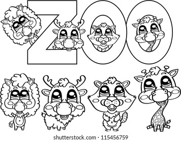 coloring cute zoo characters