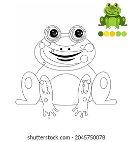 Coloring. For the development of the child. The toad is green. Vector.