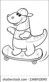 Coloring Dinosaur on a skateboard.eps
