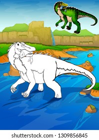 Coloring dinosaurs. Baryonics. Coloring for kids.