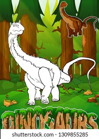 Coloring dinosaurs. Diplodocus. Coloring for kids.