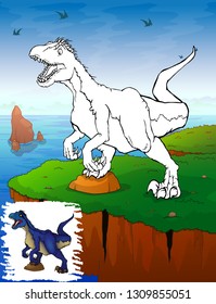 Coloring dinosaurs. Raptor. Coloring for kids.