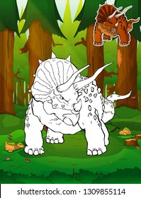 Coloring dinosaurs. Triceratops. Coloring for kids.