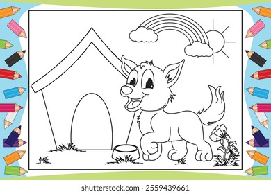 coloring dog cartoon for kids