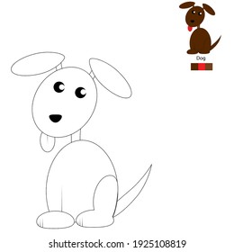 Colores. Perro. Para niños de 2 años. Desarrollo de los niños. marrón, rojo. Vector. 