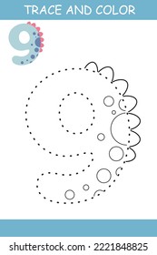 Coloring dots dinosaur number for kids print