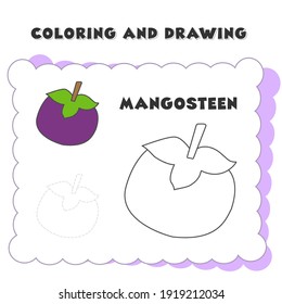 coloring and drawing book element mangosteen. drawing of a strawberry for children's education