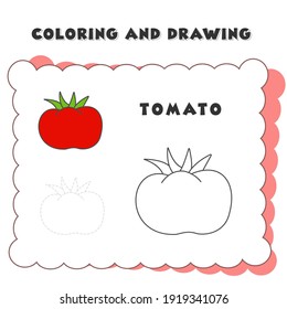 coloring and drawing book element tomato. tomato coloring page - coloring fruits and vegetables for children - fun and easy