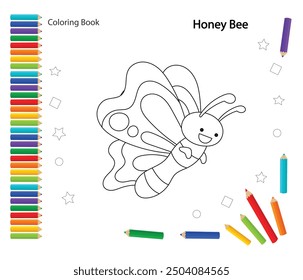 coloring drawing book honey bee kids children and students vector download