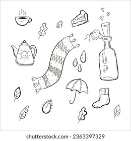 coloring drawing sketch objects attributes winter autumn seasons