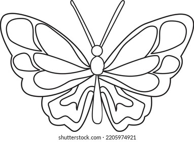 Coloring drawings butterfly drawing black   white vector illustration and thin line black stroke graphic design