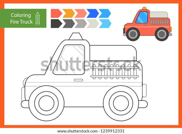 Coloring\
with drawn a fire truck. Drawing worksheets for children. Children\
funny picture riddle. Coloring page for kids. Drawing lesson.\
Activity art game for book. Vector\
illustration.