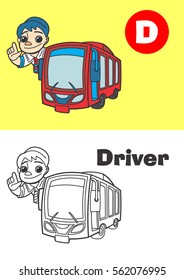 coloring driver for children    profession illustration for kids
