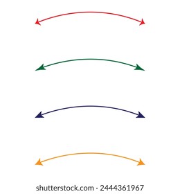  coloring Dual semi-circle arrow. Vector illustration. Semicircular curved thin long double-ended arrow.