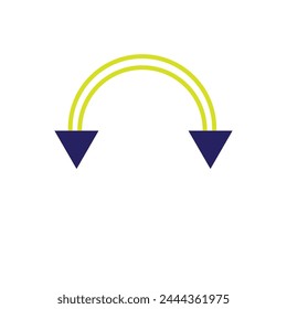  coloring Dual semi-circle arrow. Vector illustration. Semicircular curved thin long double-ended arrow.