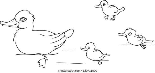 Coloring duck with ducklings