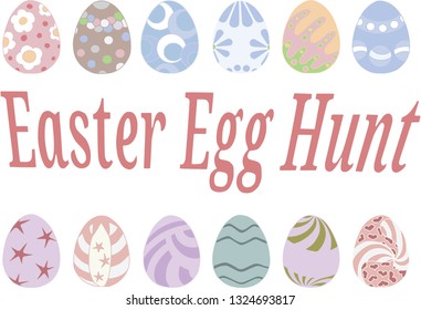 Coloring easter eggs, Vector pattern isolated on white background, contour pattern