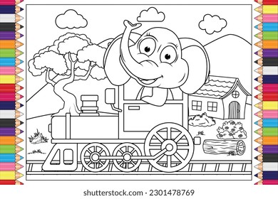 coloring elephant animal cartoon for kids