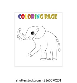 Coloring elephant page for kids 