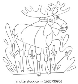 coloring elk in plants vector