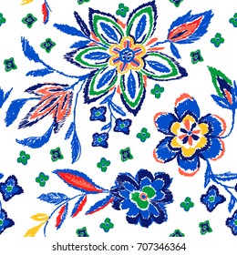 Coloring embroidery flowers and floral pattern