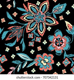 Coloring embroidery flowers pattern