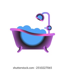 coloring Emoticon Style Bathtub with white screen background. 
