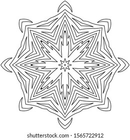 Coloring of ethnic round mandala flower pattern