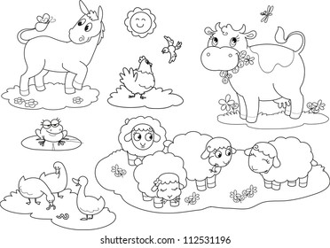 Coloring Farm Animals Children Stock Vector (Royalty Free) 112531196 ...