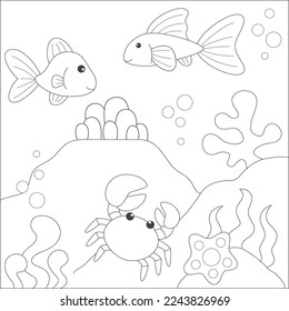 coloring fishes in the ocean