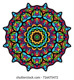 Coloring flower Mandala, vector illustration, ethnic tribal tattoo motive. Anti-stress illustration