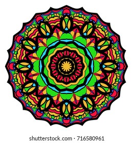 Coloring flower Mandala, vector illustration, ethnic tribal tattoo motive. Anti-stress illustration