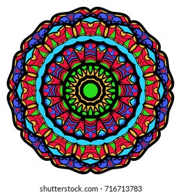 Coloring flower Mandala, vector illustration, ethnic tribal tattoo motive. Anti-stress illustration