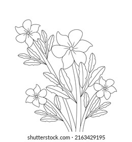 coloring flower object line art drawing with black ink design for kids