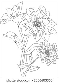 Coloring flower pages for stress relief vector