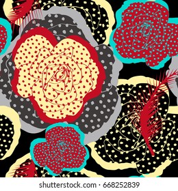 Coloring flower roses dots pattern.