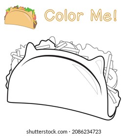 Coloring food worksheet page. Educational printable coloring worksheet. Additional worksheet for kids. Black and white vector illustration. Vector illustration.